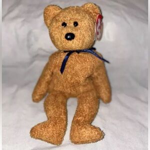 *FUZZ Tan Terry Bear, TY Beanie Babies, Rare, Tag Errors, 1998, Vintage